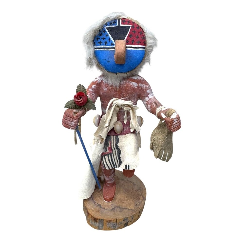 Vintage Handcrafted Native American Kachina Doll Chief Signed EC Art 10" Katsina